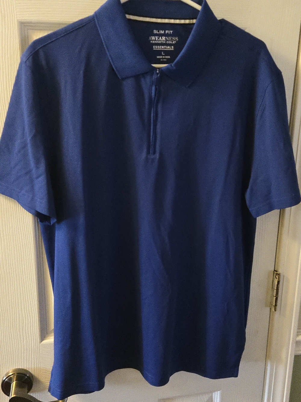 Kenneth Cole Slim Fit Navy Blue Zip Polo